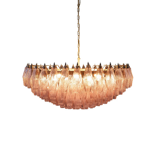 Pink Murano Rhombus Faceted Glass Chandelier