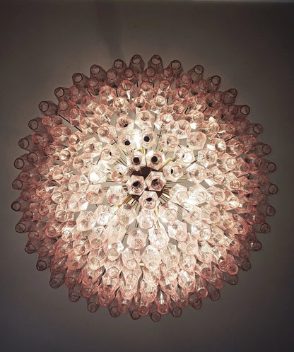 Pink Murano Rhombus Faceted Glass Chandelier