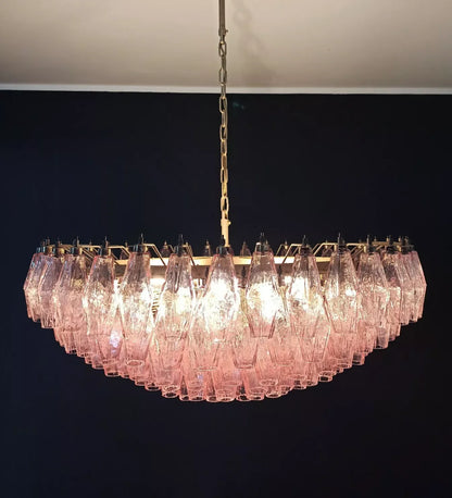 Pink Murano Rhombus Faceted Glass Chandelier
