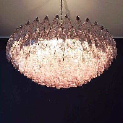 Pink Murano Rhombus Faceted Glass Chandelier