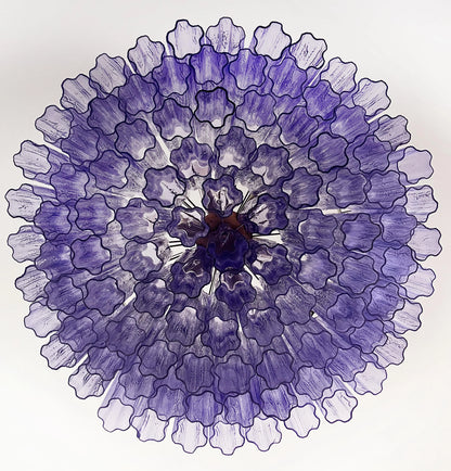 Murano Large Amethyst Glass Tube Chandelier