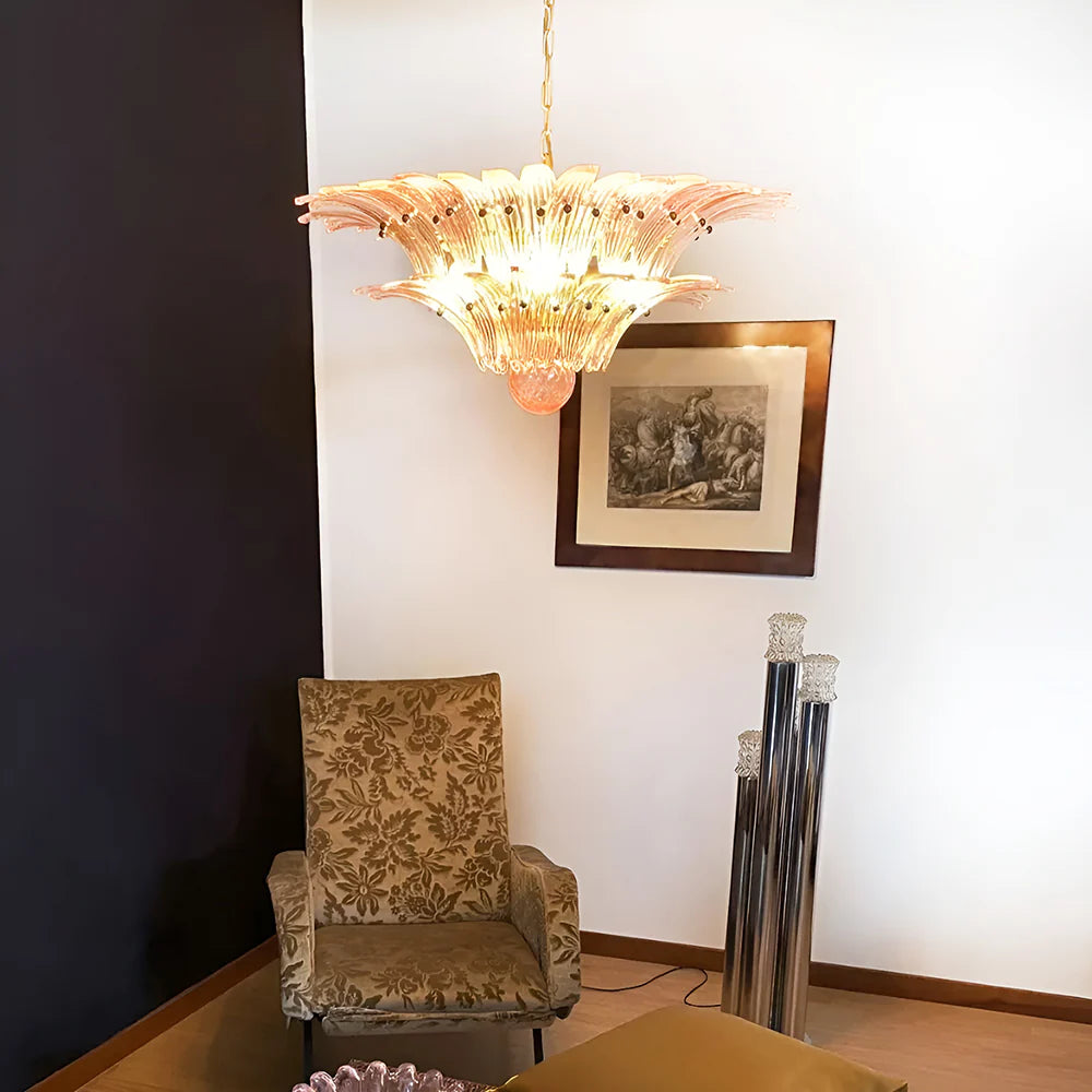 Murano Palmette Pink Chandelier