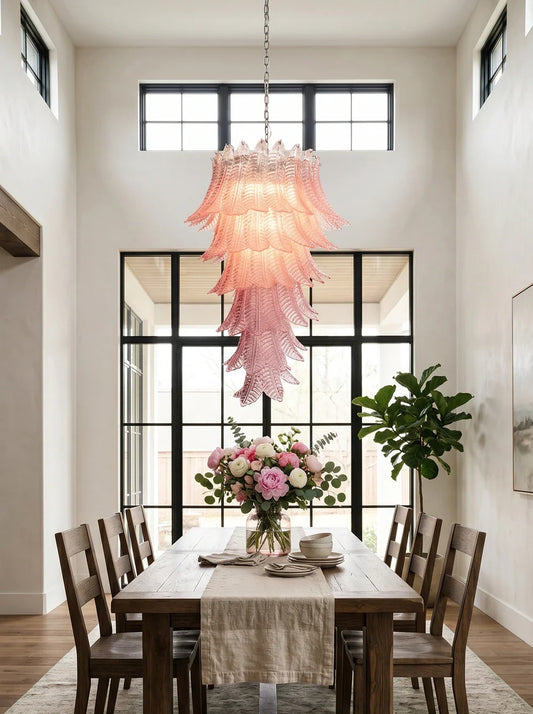 Murano Pink Felch Spiral Chandelier
