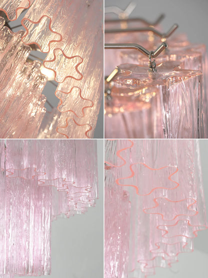 Murano Pink Glass Tube Chandelier