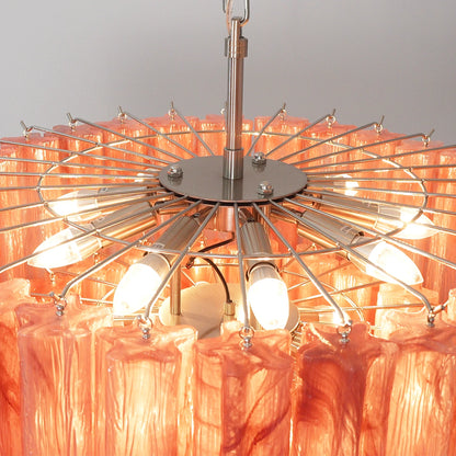 Murano Red Glass Tubes Chandelier