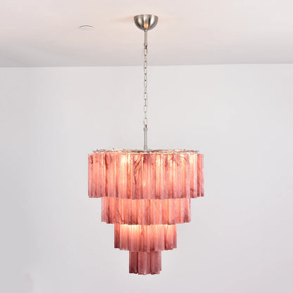 Murano Red Glass Tubes Chandelier