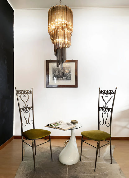 Murano Spiral Prisms Smoked Chandelier
