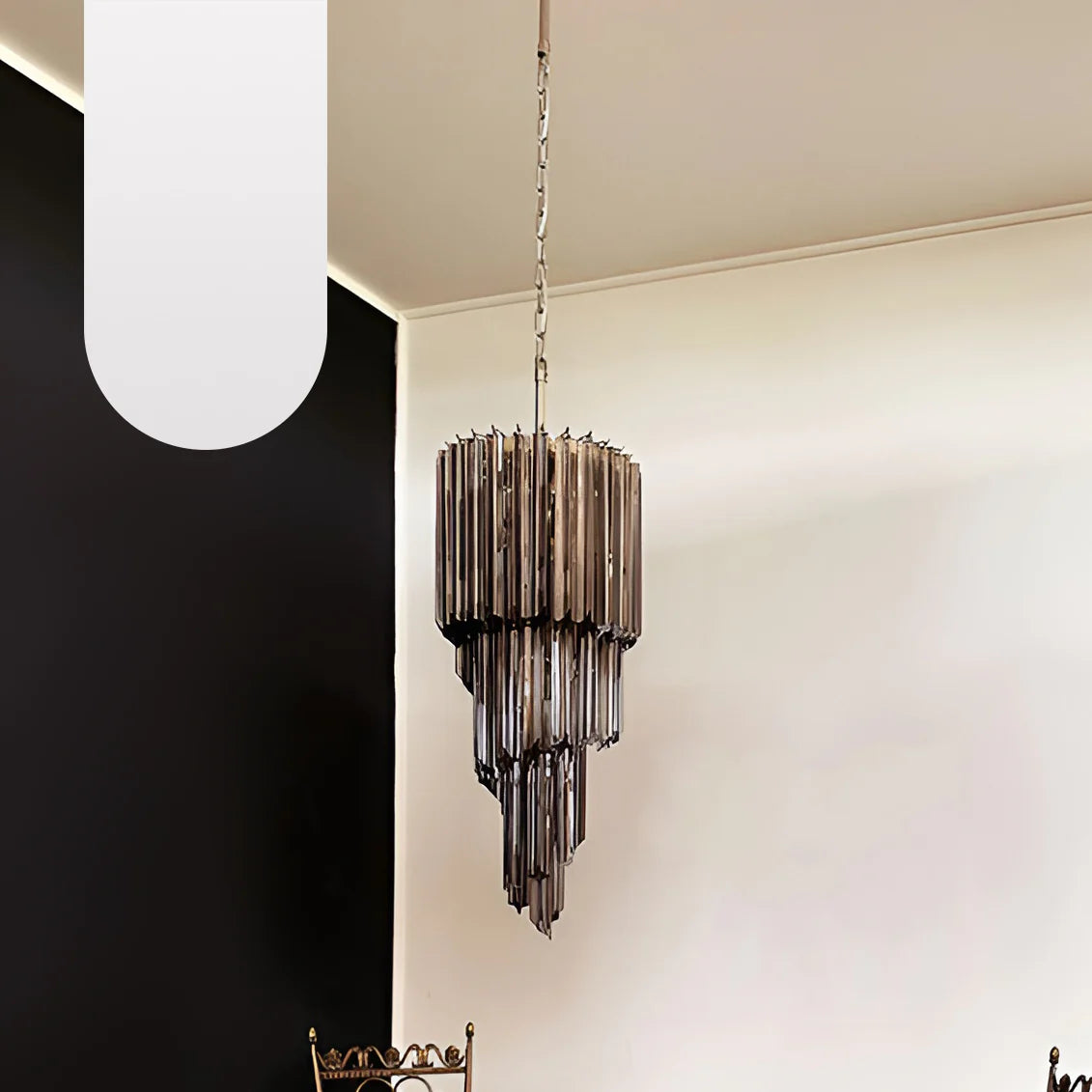 Murano Spiral Prisms Smoked Chandelier