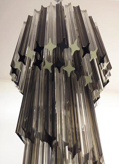 Murano Spiral Transparent Smoked Prism Glass Chandelier