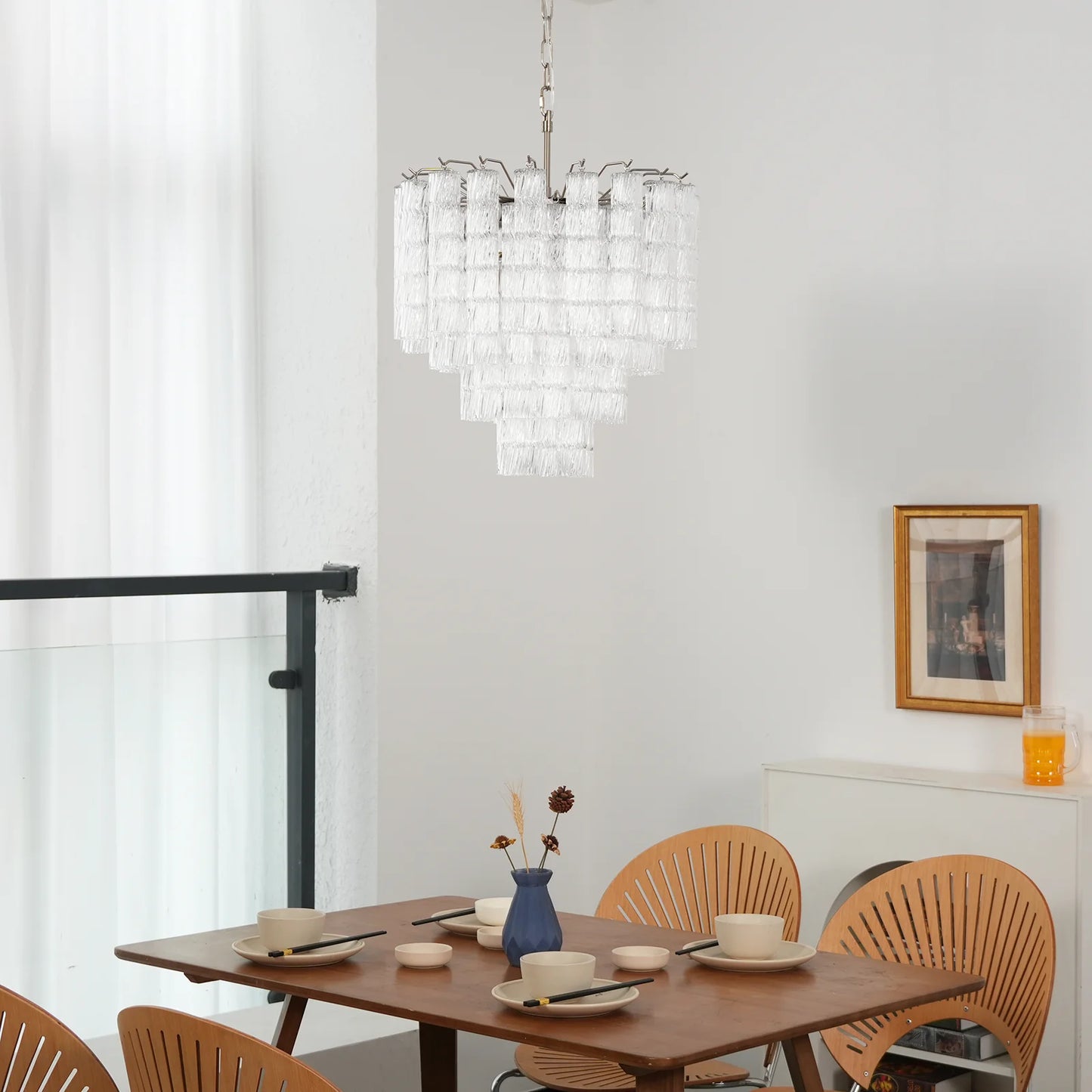 Murano Wave Glass Tube Chandelier