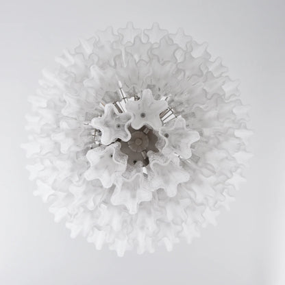 Murano White Glass Tubes Chandelier