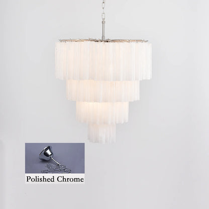 Murano White Glass Tubes Chandelier
