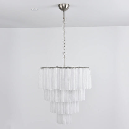 Murano White Glass Tubes Chandelier