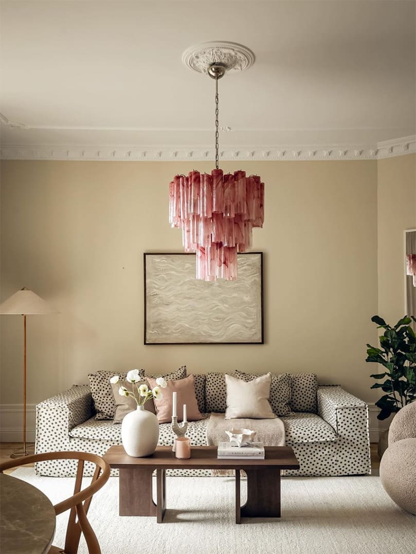 Muraano Alabaster Pink Chandelier 48 tubes