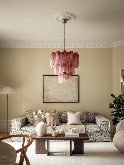 Muraano Alabaster Pink Chandelier 48 tubes