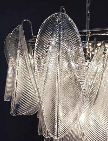 Muraano Rondini Transparent Chandelier 57 glass leaves
