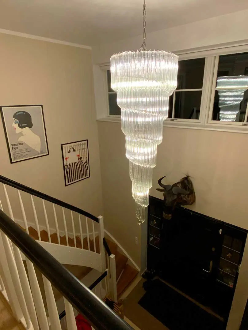 Muraano Spiral Transparent Chandelier 215 prisms