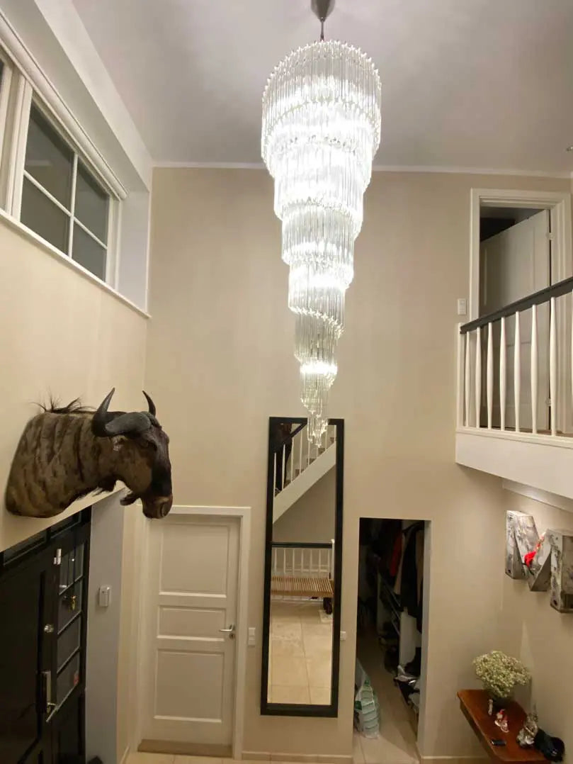 Muraano Spiral Transparent Chandelier 215 prisms