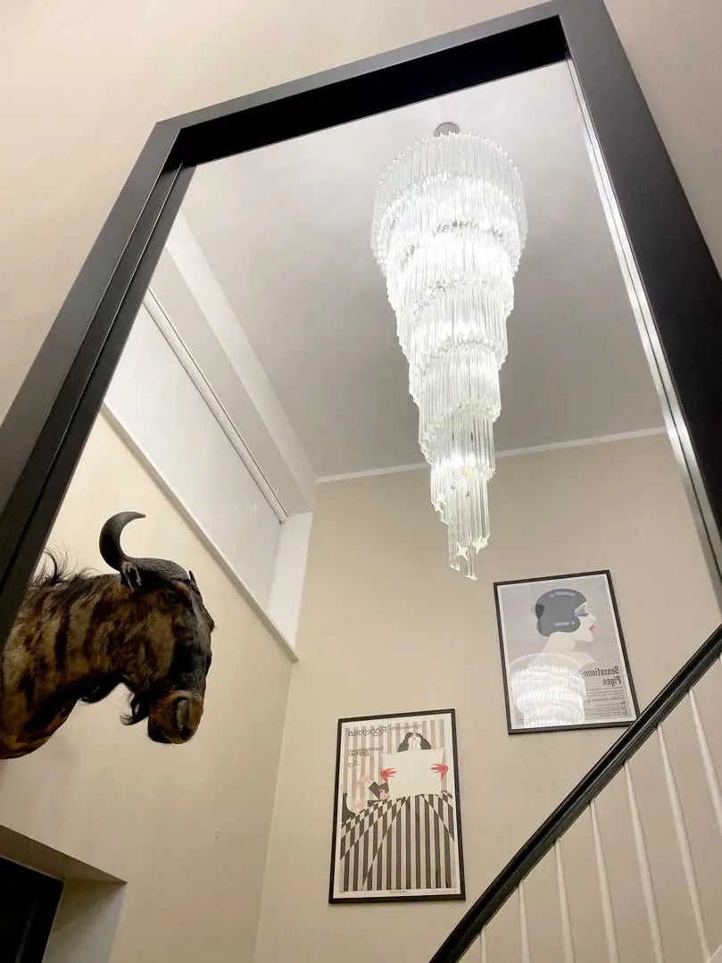 Muraano Spiral Transparent Chandelier 215 prisms
