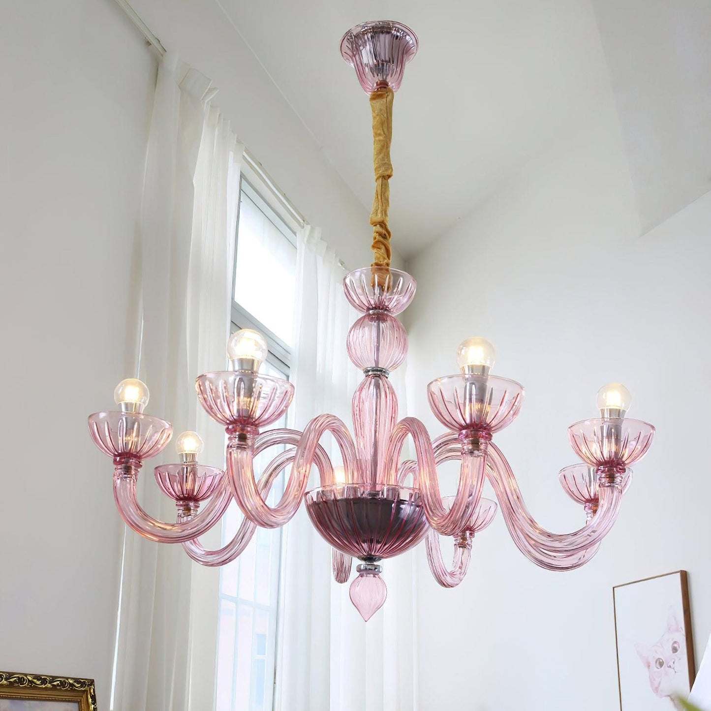 Pink Ares Murano Glass Chandelier
