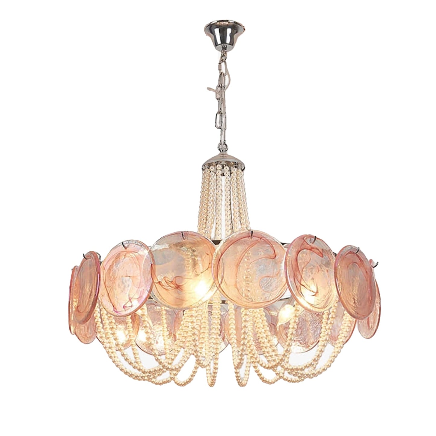 Murano Pink Disc Glass Chandelier
