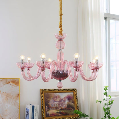 Pink Ares Murano Glass Chandelier
