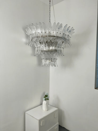 Palm Leaves Murano Transparent Glass Chandelier