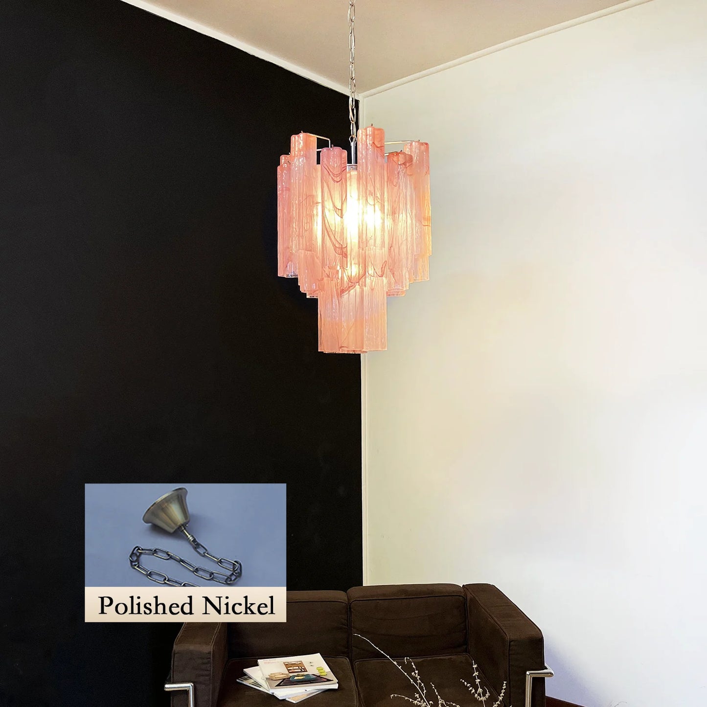 Red Murano Glass Tube Chandelier