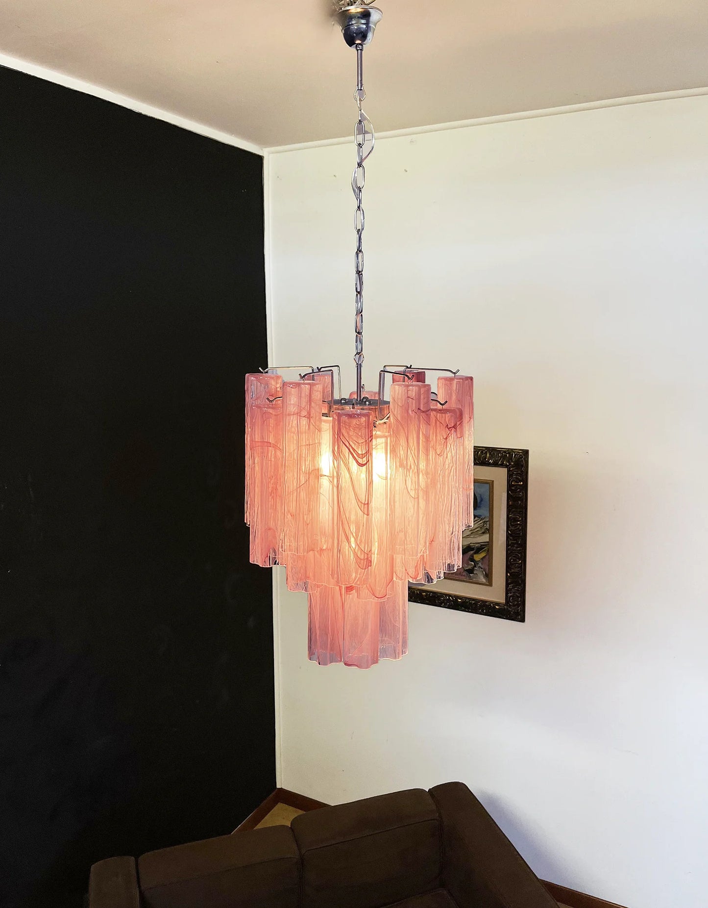 Red Murano Glass Tube Chandelier