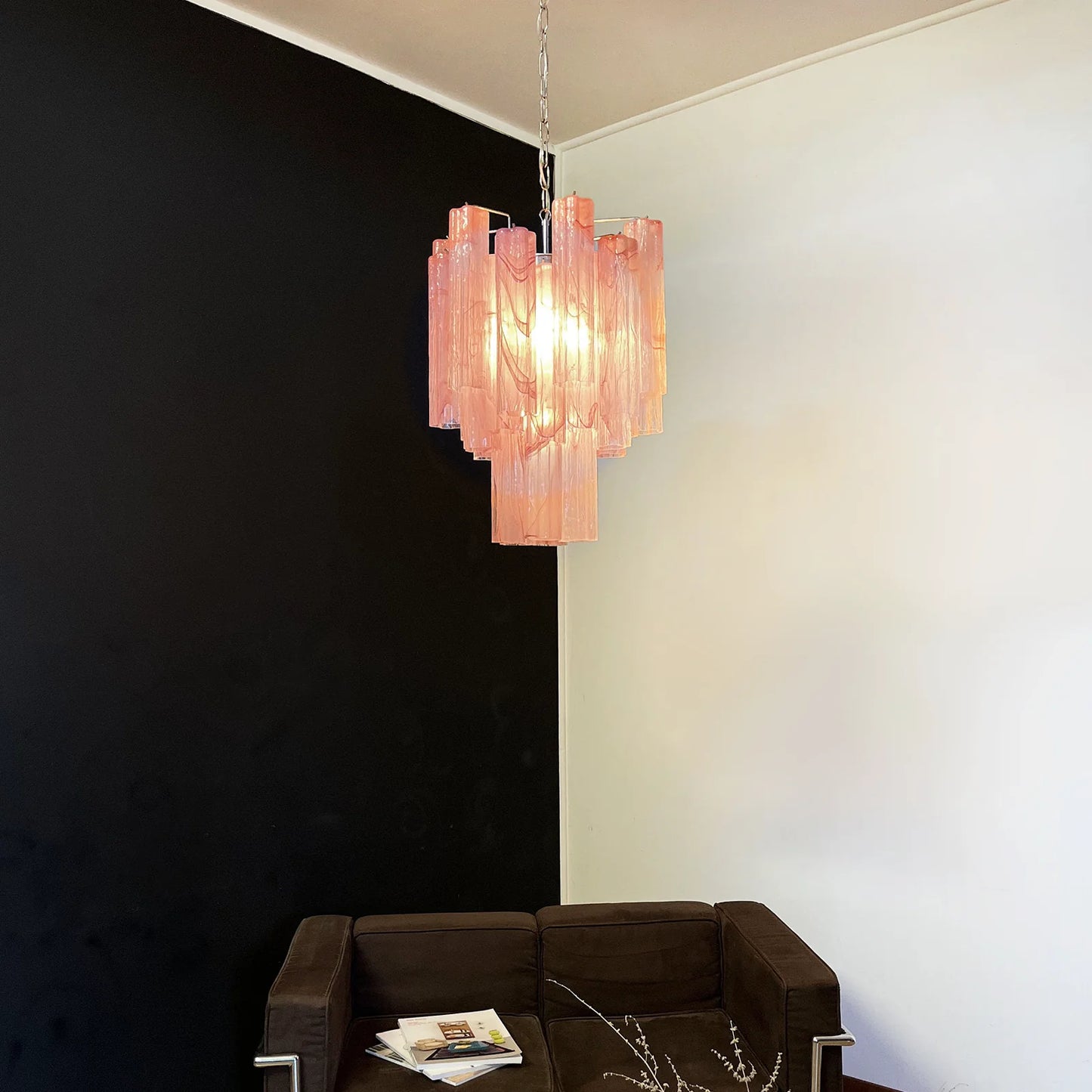 Red Murano Glass Tube Chandelier