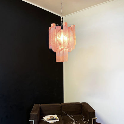 Red Murano Glass Tube Chandelier