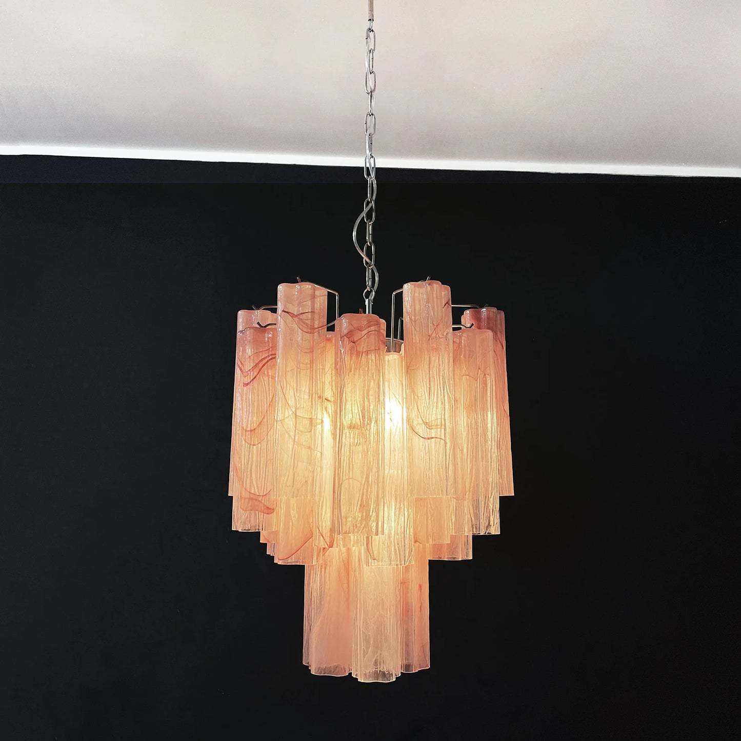 Red Murano Glass Tube Chandelier