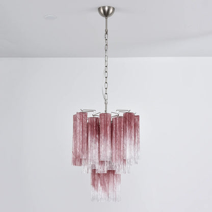 Gradient Red Murano Glass Tube Chandelier