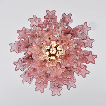 Gradient Red Murano Glass Tube Chandelier