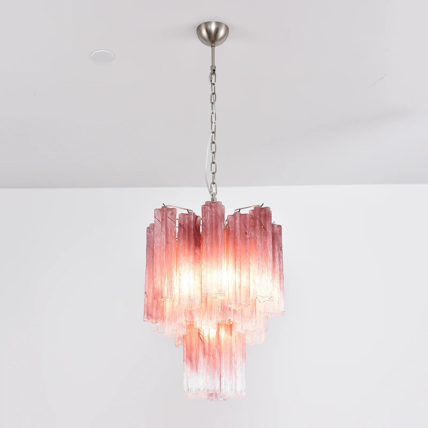 Gradient Red Murano Glass Tube Chandelier
