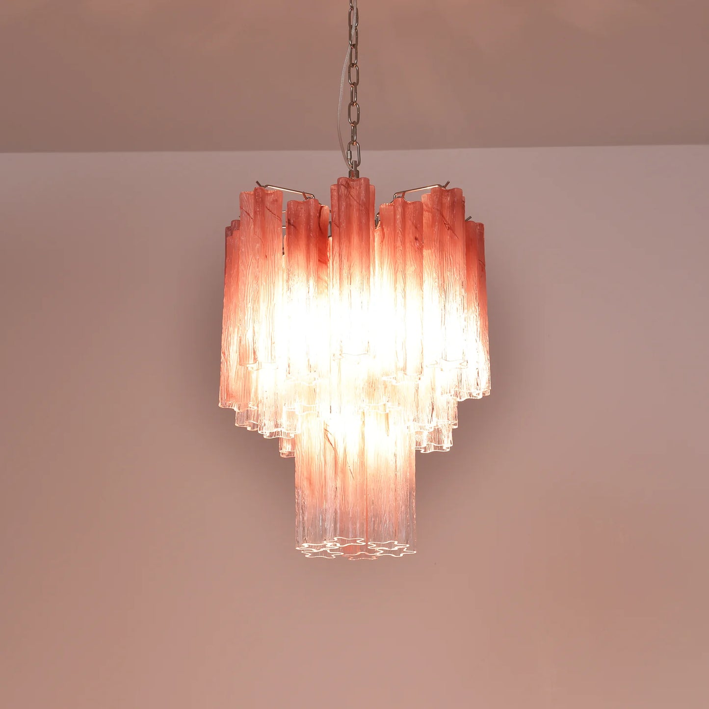 Gradient Red Murano Glass Tube Chandelier
