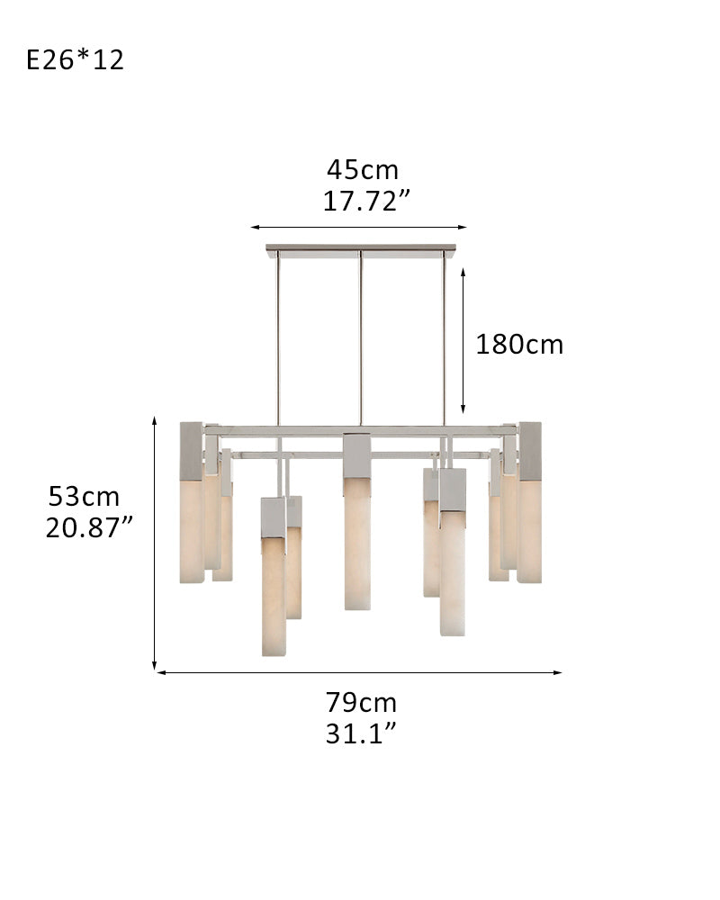 8 Lights Elegance Linear Convet Alabaster Chandelier