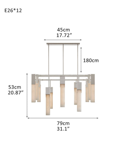 8 Lights Elegance Linear Convet Alabaster Chandelier