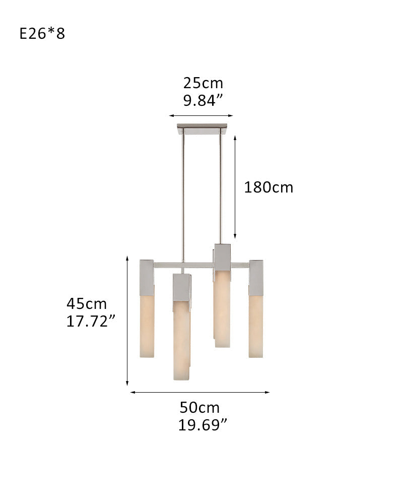 8 Lights Elegance Linear Convet Alabaster Chandelier