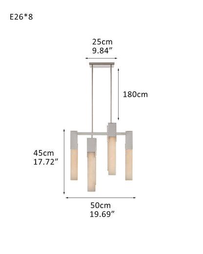 8 Lights Elegance Linear Convet Alabaster Chandelier