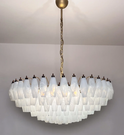 Muraano White Alabaster Poliedri Chandelier 185 glass