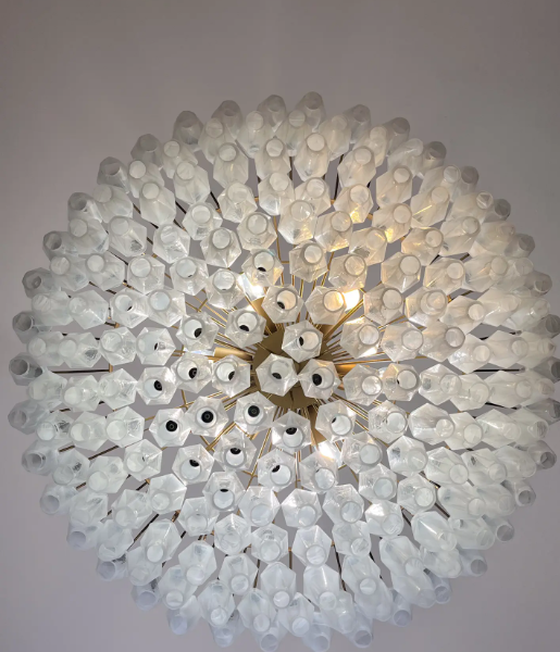 Muraano White Alabaster Poliedri Chandelier 185 glass