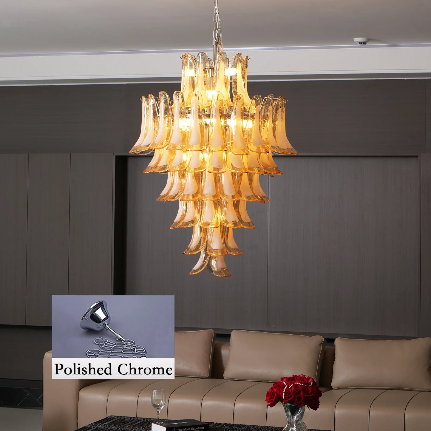 Stunning Murano Amber Petals Chandelier