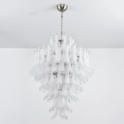 Stunning Murano White Glass Petals Chandelier