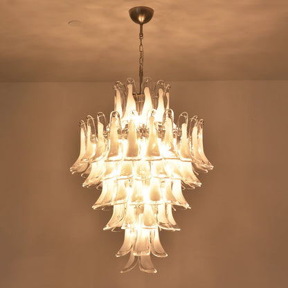 Stunning Murano White Glass Petals Chandelier