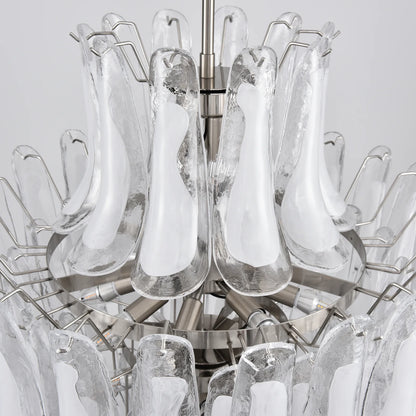 Stunning Murano White Glass Petals Chandelier