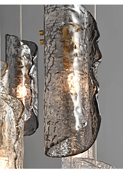 Artisan Textured Glass Shades Multi Light Chandelier by Aurorae Lighting