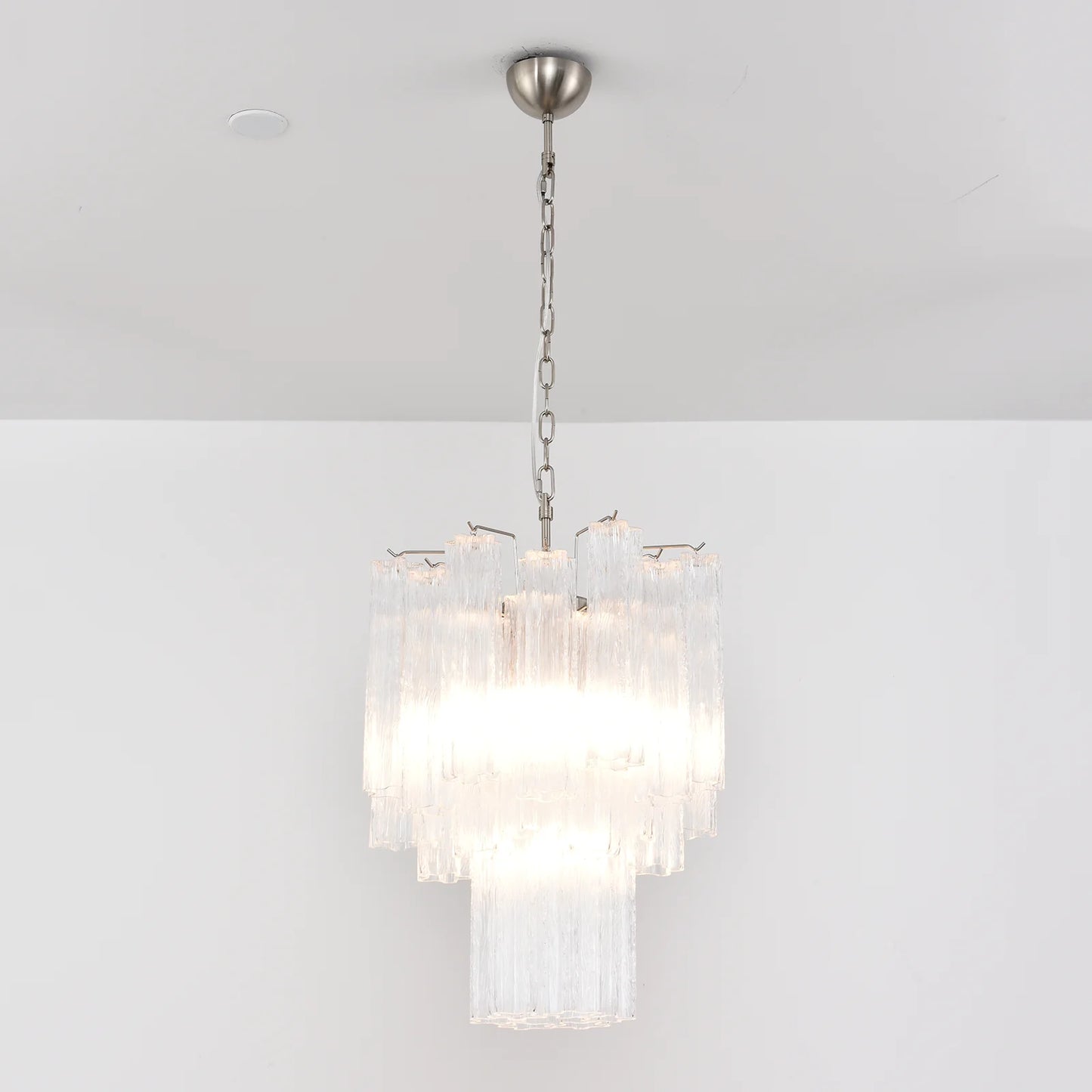 Transparent Murano Glass Tube Chandelier