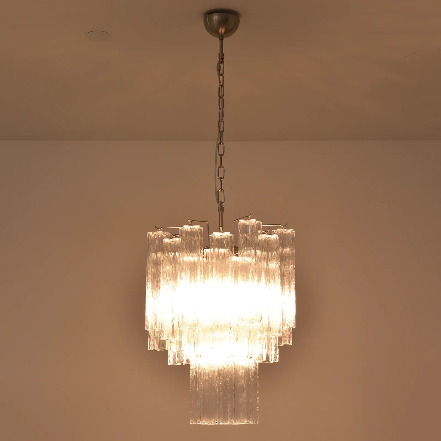 Transparent Murano Glass Tube Chandelier