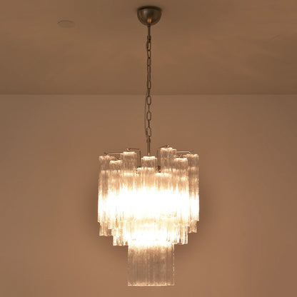 Transparent Murano Glass Tube Chandelier